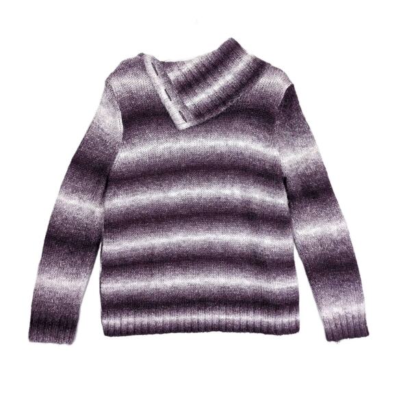 Jones New York Sport Women's XL Purple Fade Stripe Turtleneck Sweater Whimsigoth - Picture 2 of 5